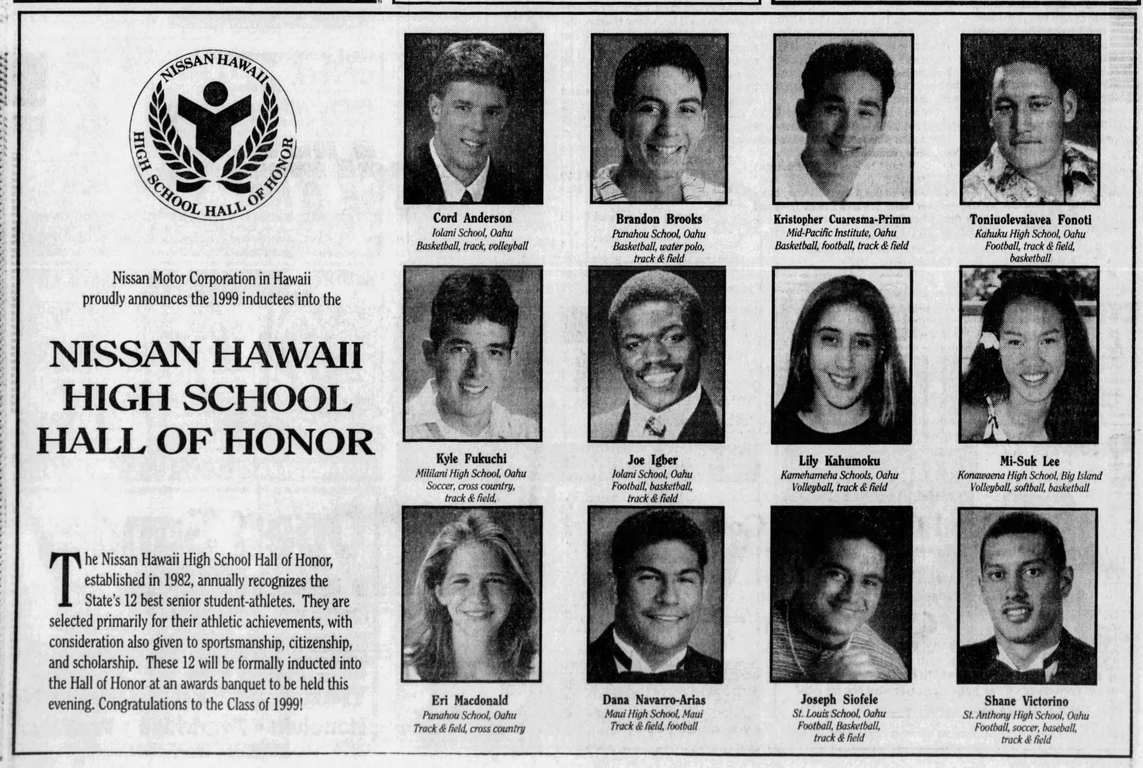 1999 Hall of Honor – Hawaii Prep World